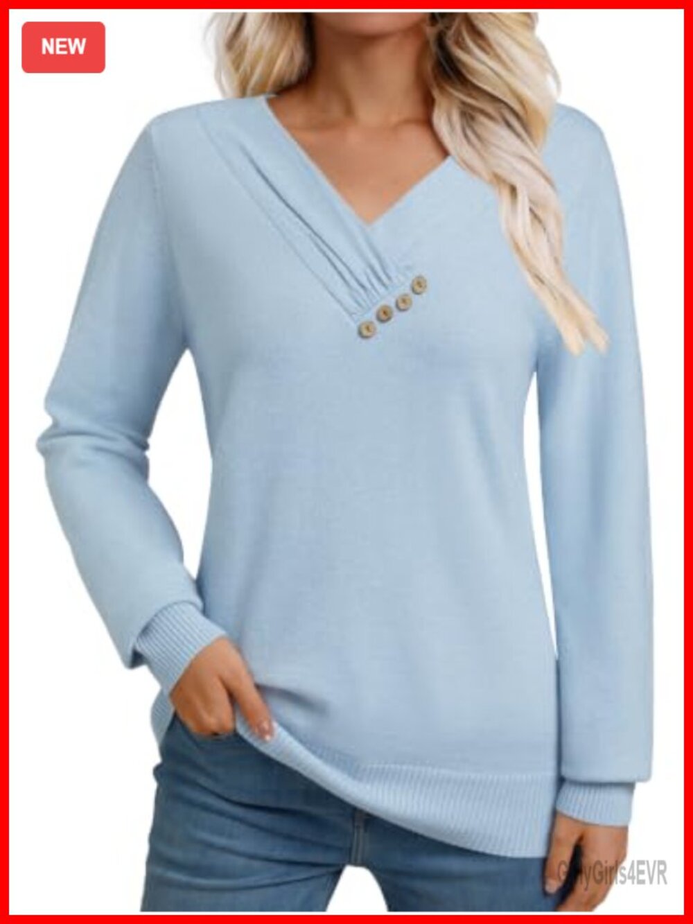 Womens Long Sleeve Lightweight Pullover Sweater Ruched V-Neck Knit